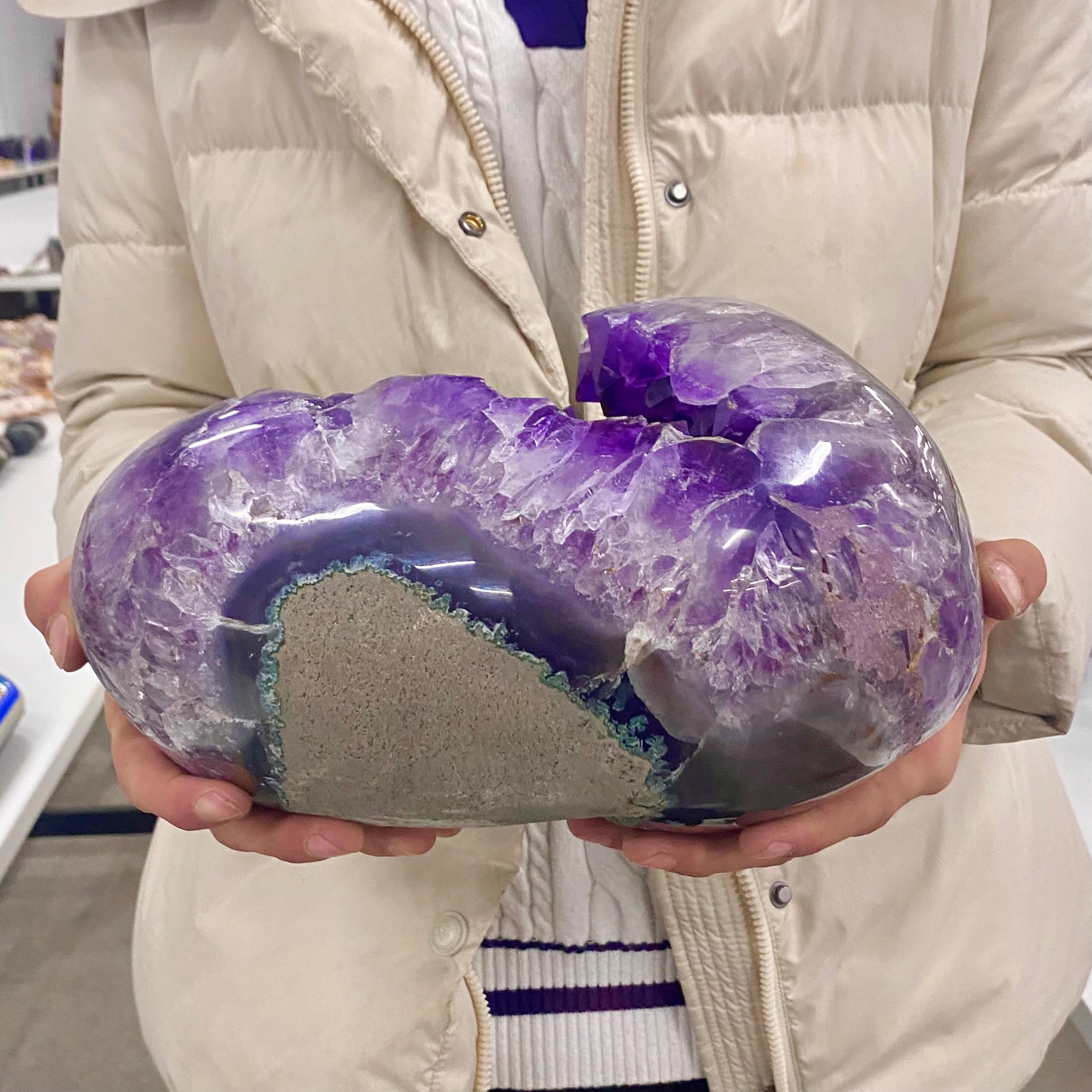 18.73LB Natural Amethyst geode quartz cluster crystal specimen Healing.