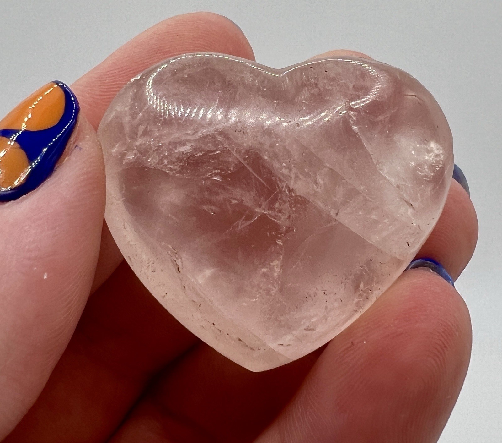 Rose Quartz Polished Pink Heart Crystal Stones and Matching Wand/Stick Set