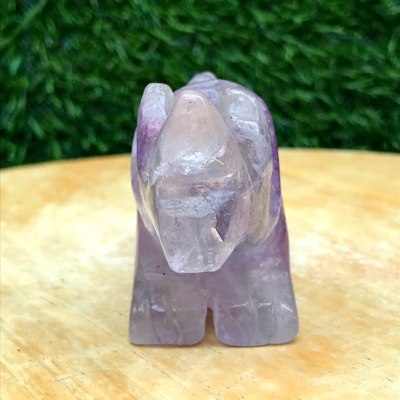 250G Natural Amethyst Crystal Hand Carved Triangle Dragon Healing