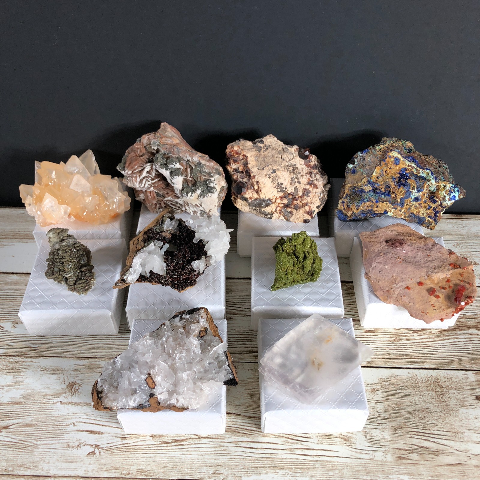 10pcs Azurite Calcite Barite Garnet Epidote Bulk Crystal Mineral Specimen ST22