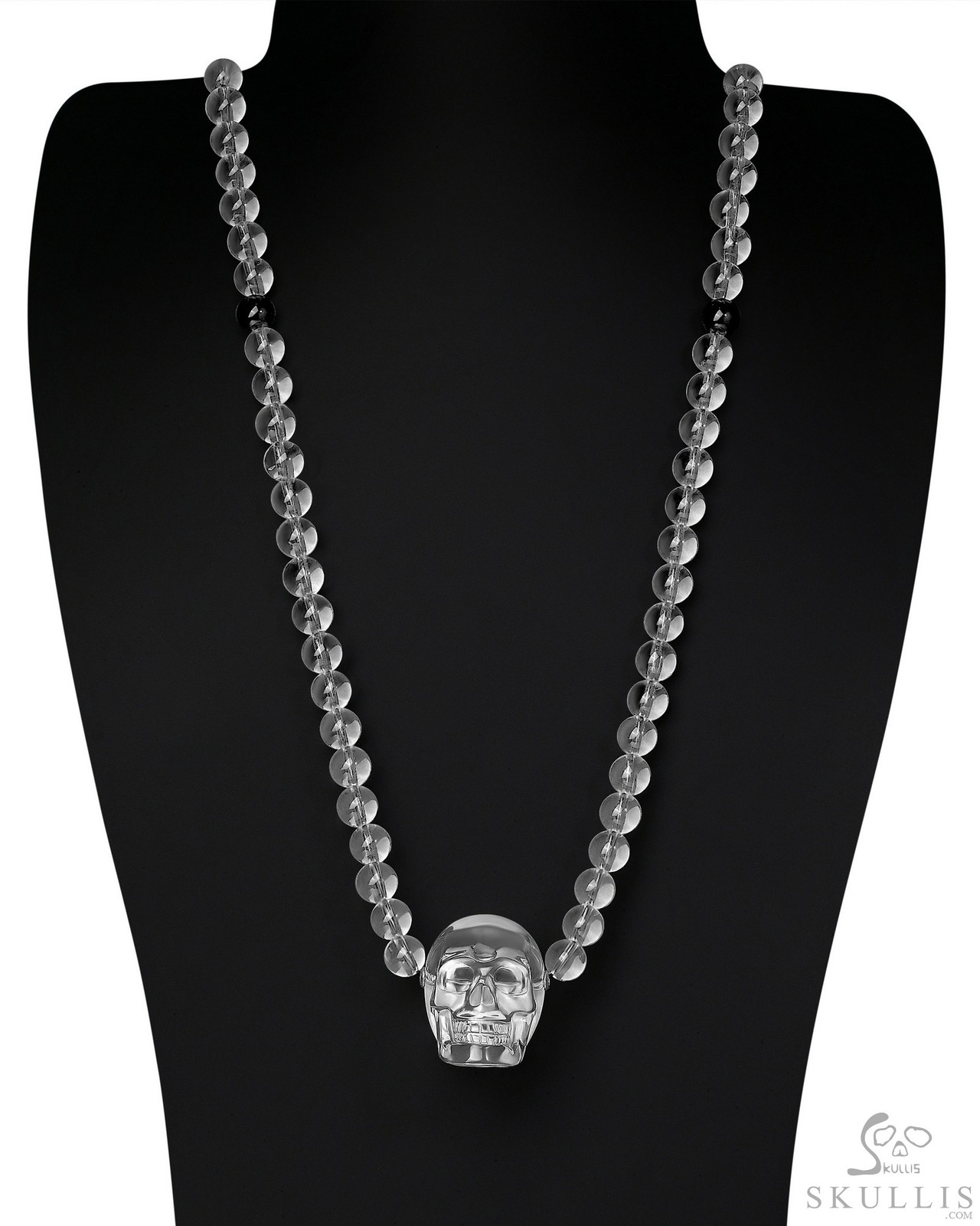 Quartz Rock Crystal Carved Crystal Skull Pendant with Quartz Rock Crystal &