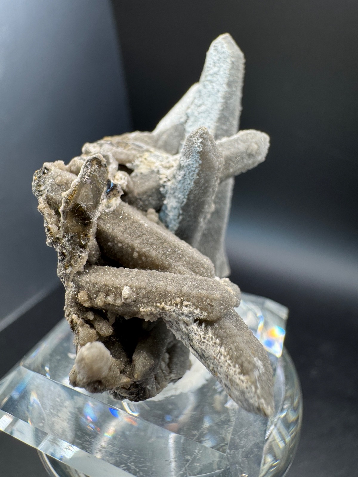 6347 Gray Candle Quartz Cluster with Druzy Coating Inner Mongolia 22g