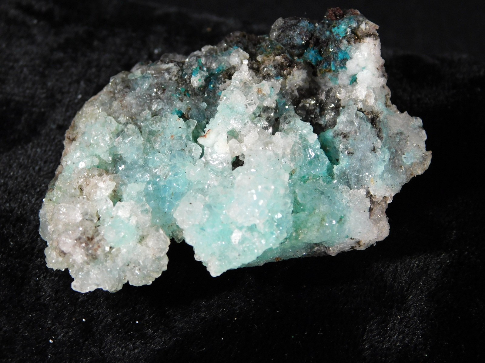 Light BLUE! CHRYSOCOLLA Cluster with Translucent Druzy Quartz Mexico 37.8gr