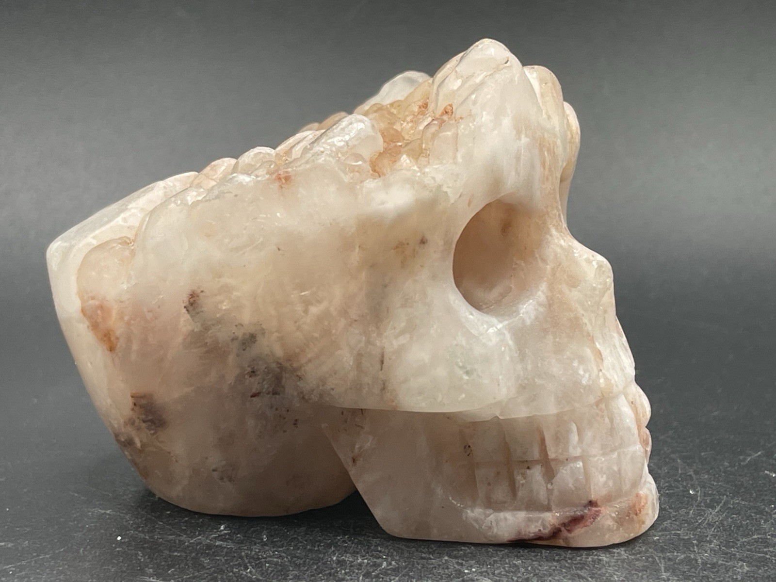 Ferruginous Quartz Druzy Skull 290g