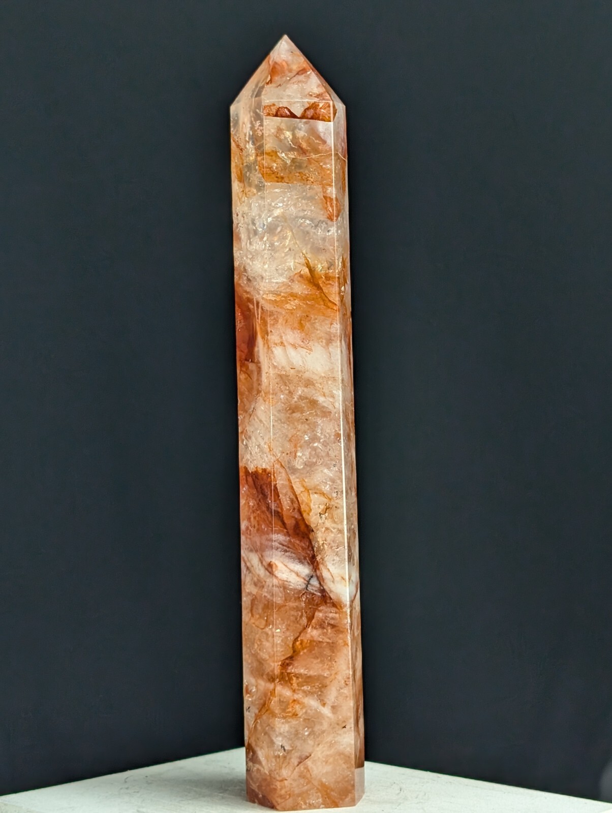 Red Fire Quartz Tower Crystal Gemstone Large Big Tall Huge Point Chakra Reiki