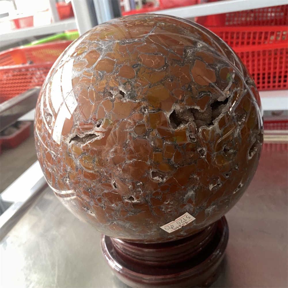Random1pc19.9LB 7.2″ Natural Geode Indonesian Agate Sphere Heal Reiki Ball Decor