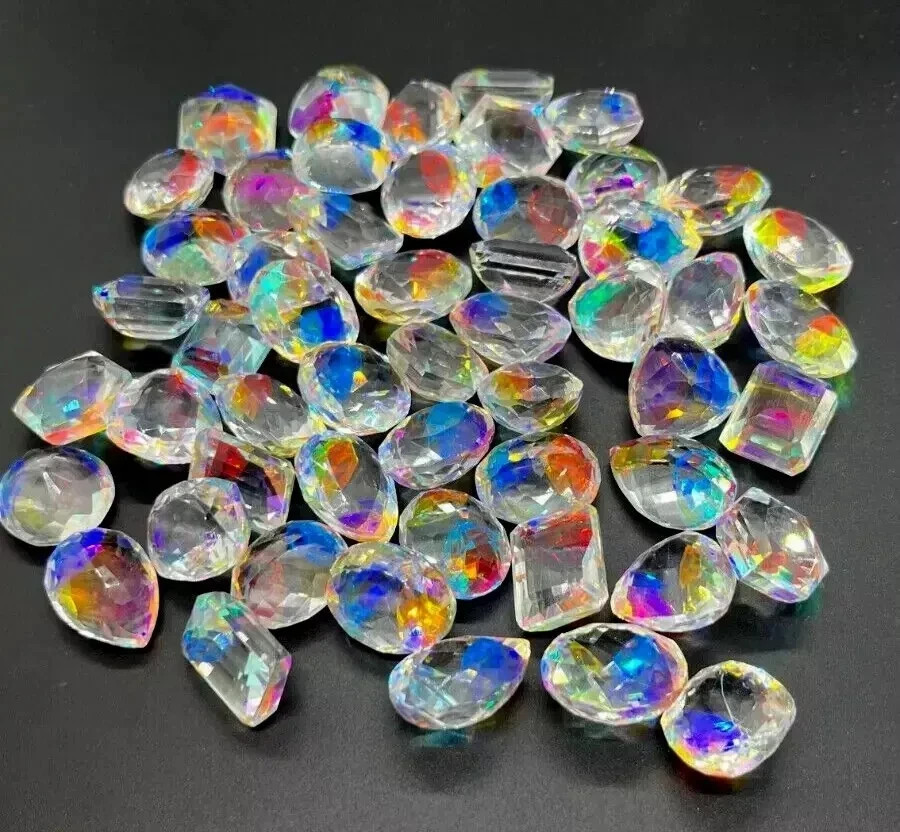 100 Ct+ Natural Rainbow Color Mix Cut Mystic Topaz Certified Loose Gemstone Lot
