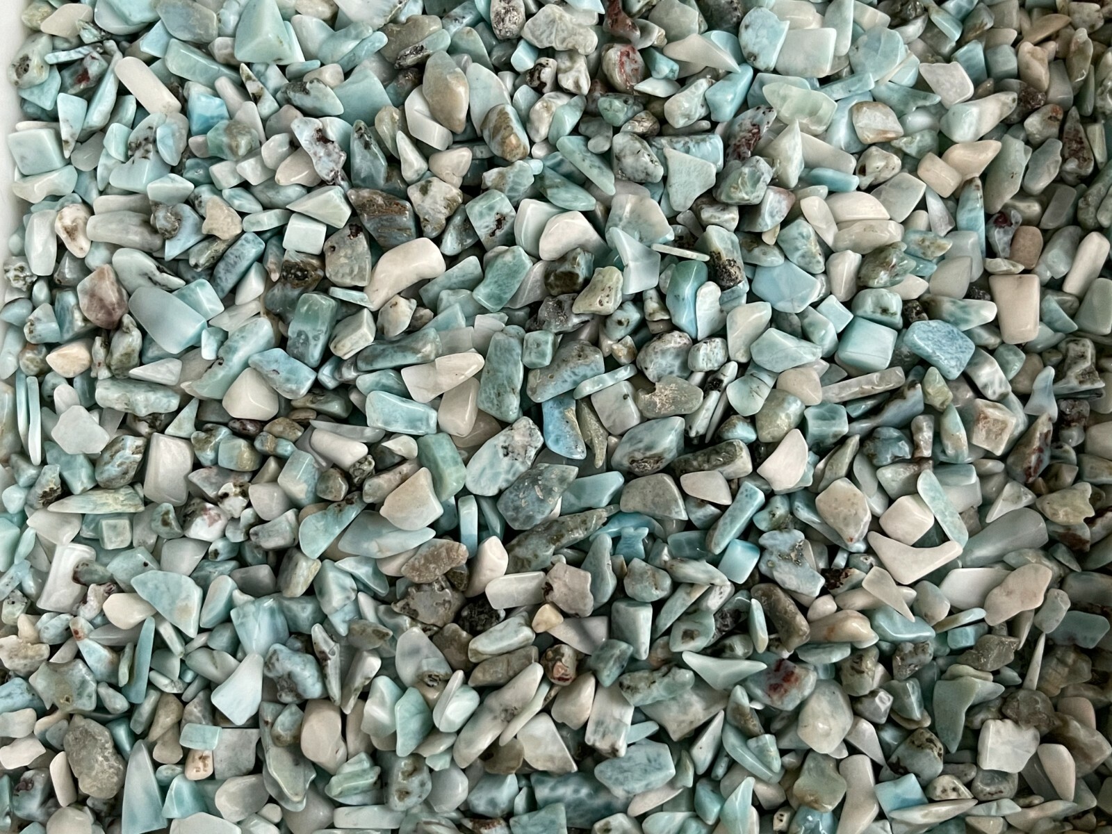 Grade A++ Larimar Semi Tumbled Gemstone Mini Chips 5 -12mm, Wholesale Bulk Lot