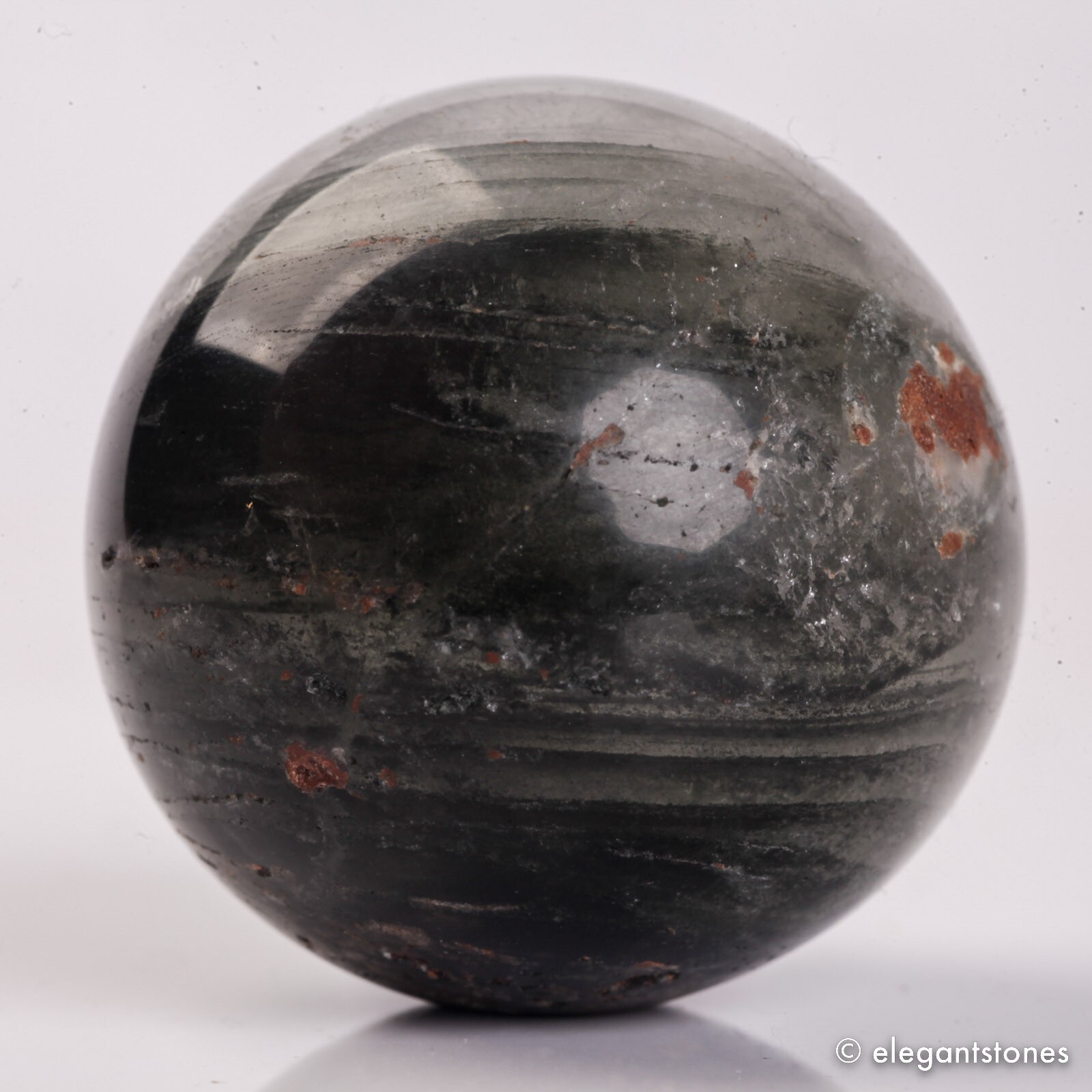 56g34mm Natural Garden/Phantom/Ghost/Lodolite Quartz Crystal Sphere Healing Ball