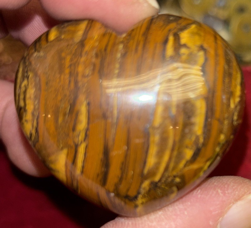 29mm Golden Tiger Eye / Tiger Iron Jasper Crystal Mineral Heart –