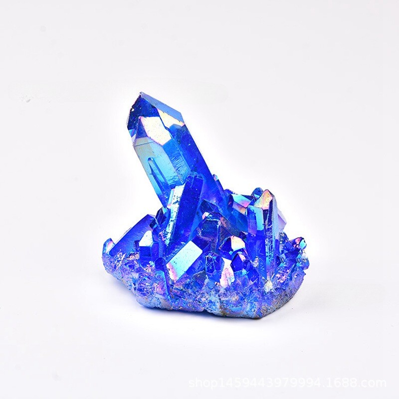 50g Natural Aura Blue Titanium Quartz Crystal Cluster Energy Stone Geode Healing