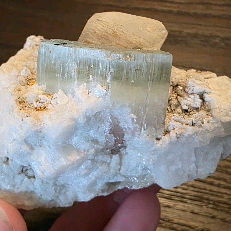Aquamarine with Morganite Zoning, Feldspar, Muscovite