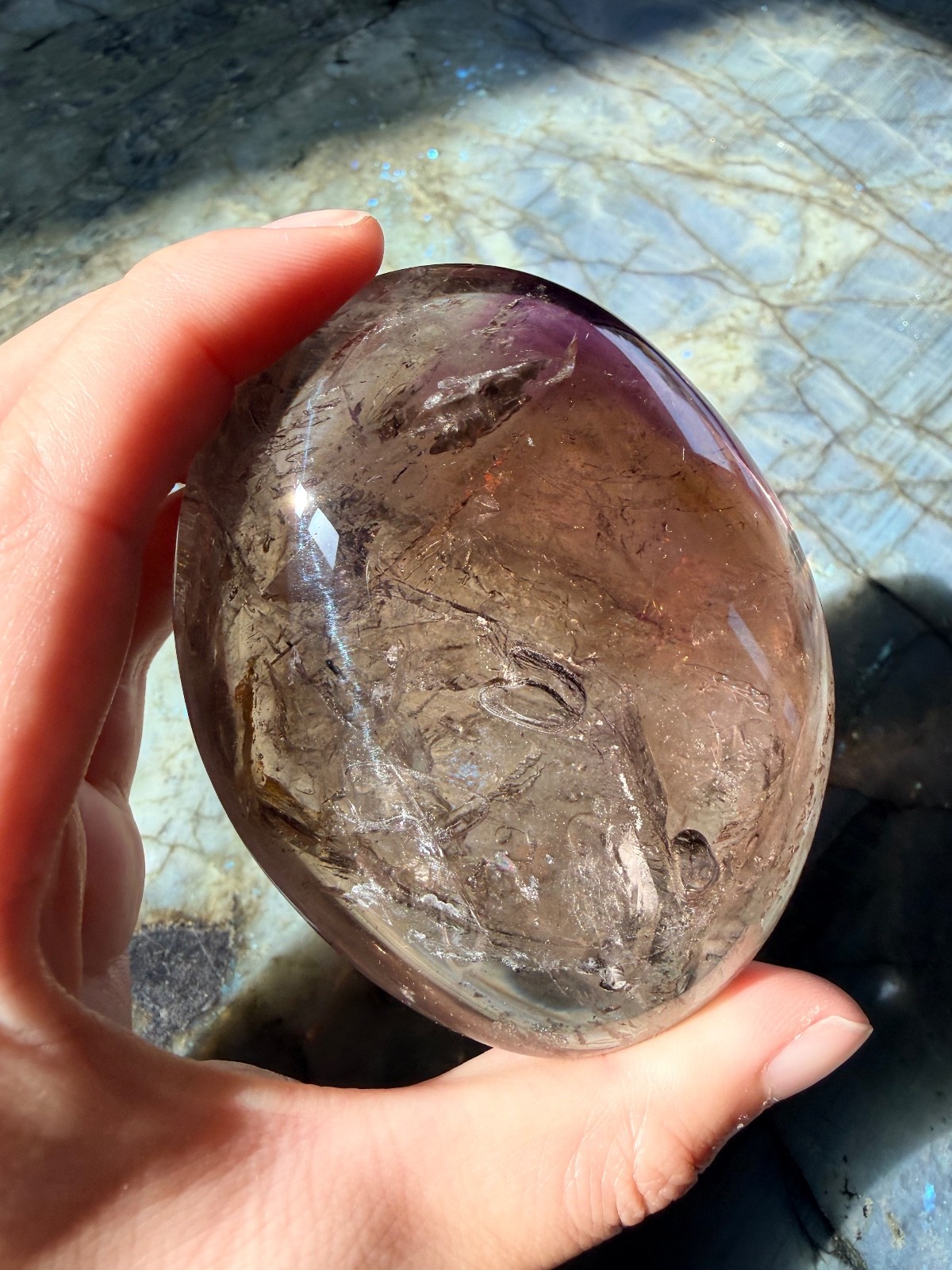 Enhydro Smoky Amethyst Skeletal Quartz w/ Amethyst Phantom & Moving Water Bubble