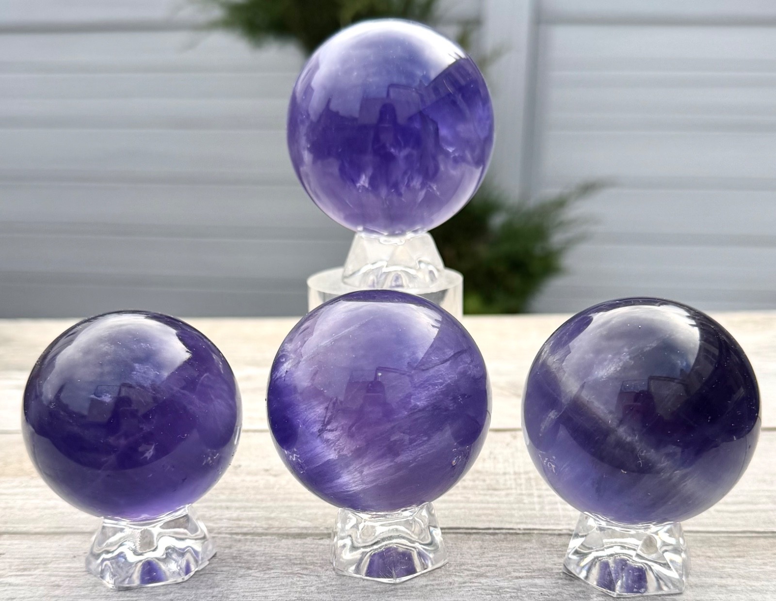 Wholesale Lot 4-5 Pcs Natural Purple Fluorite W Mica Sphere Crystal Ball Healing