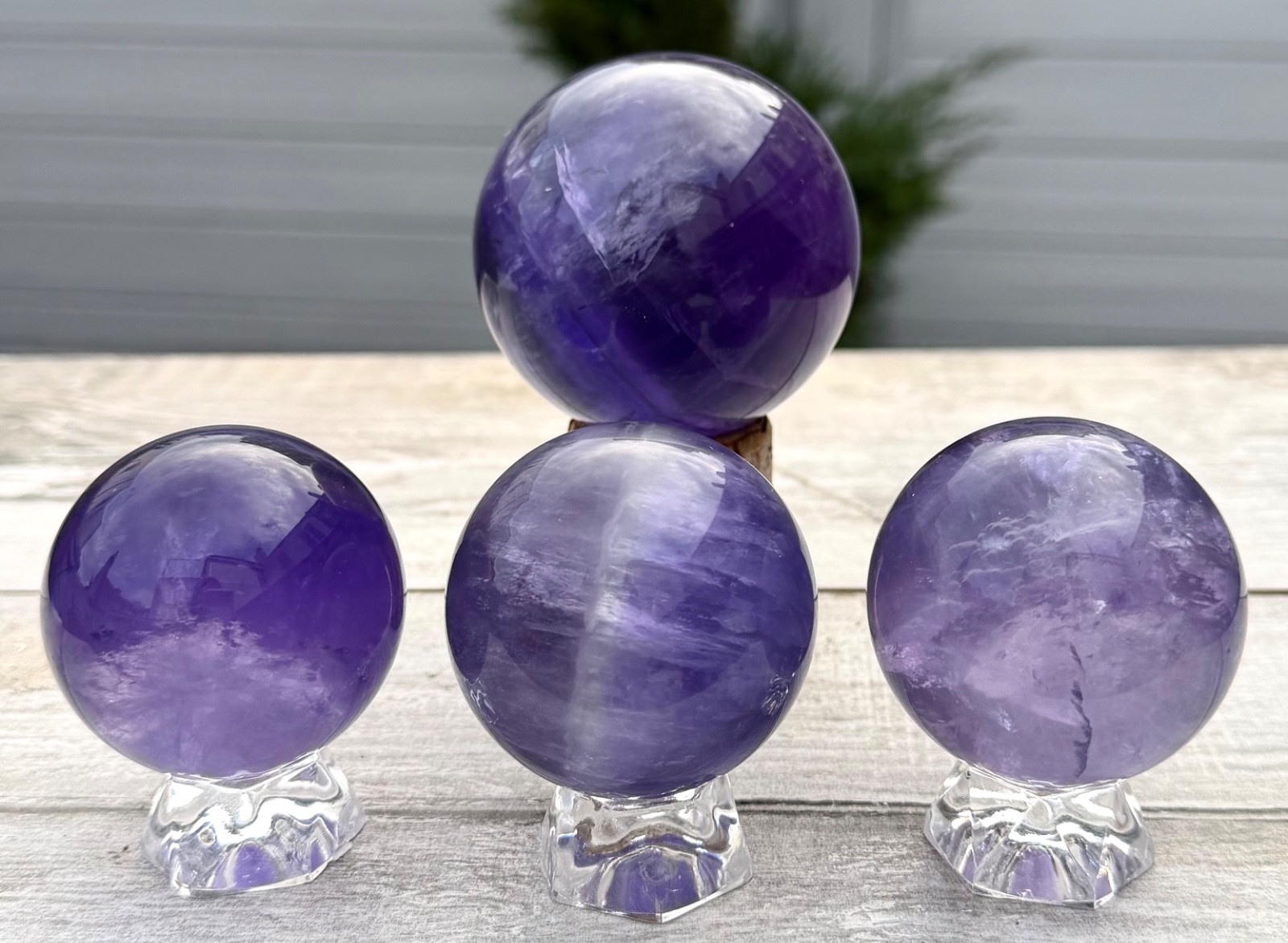 Wholesale Lot 4-5 Pcs Natural Purple Fluorite W Mica Sphere Crystal Ball Healing