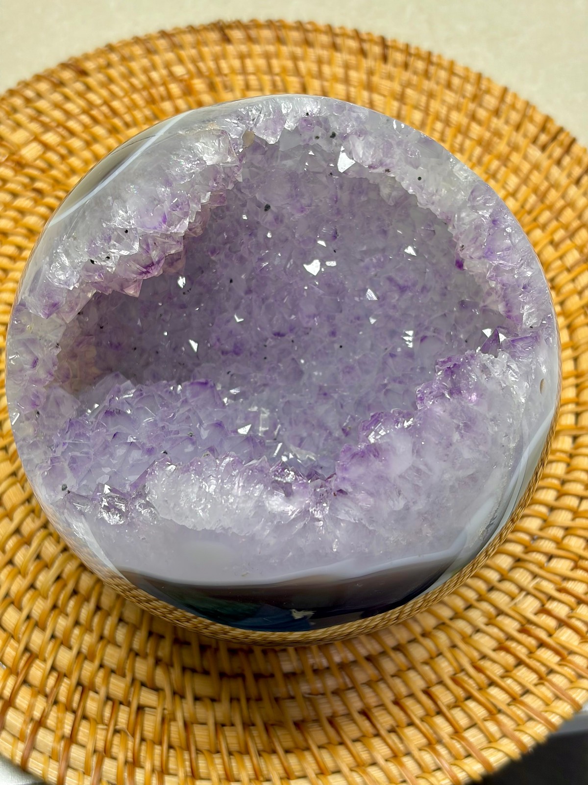 4.3 lb Natural Amethyst Geode Sphere Crystal Druzy Ball Polished Agate Decor