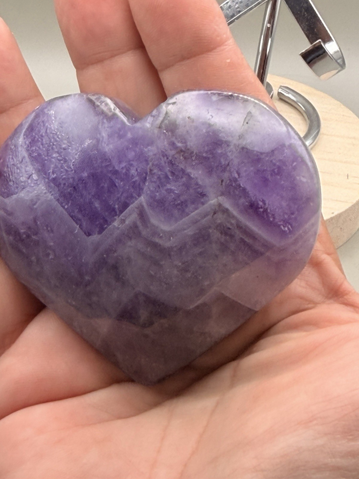 Chunky Dream Amethyst Heart Shape Palmstone Natural Crystal Reiki Chakra Healing