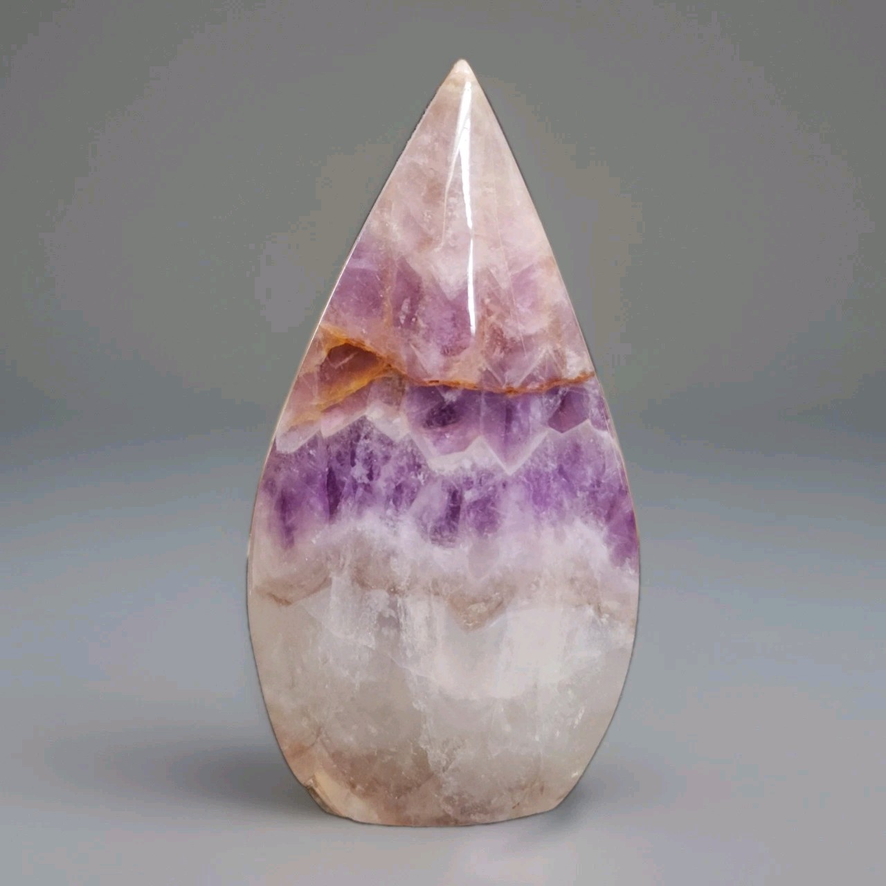 Natural Polished Amethyst w Agate Freeform Teardrop Flame – USA