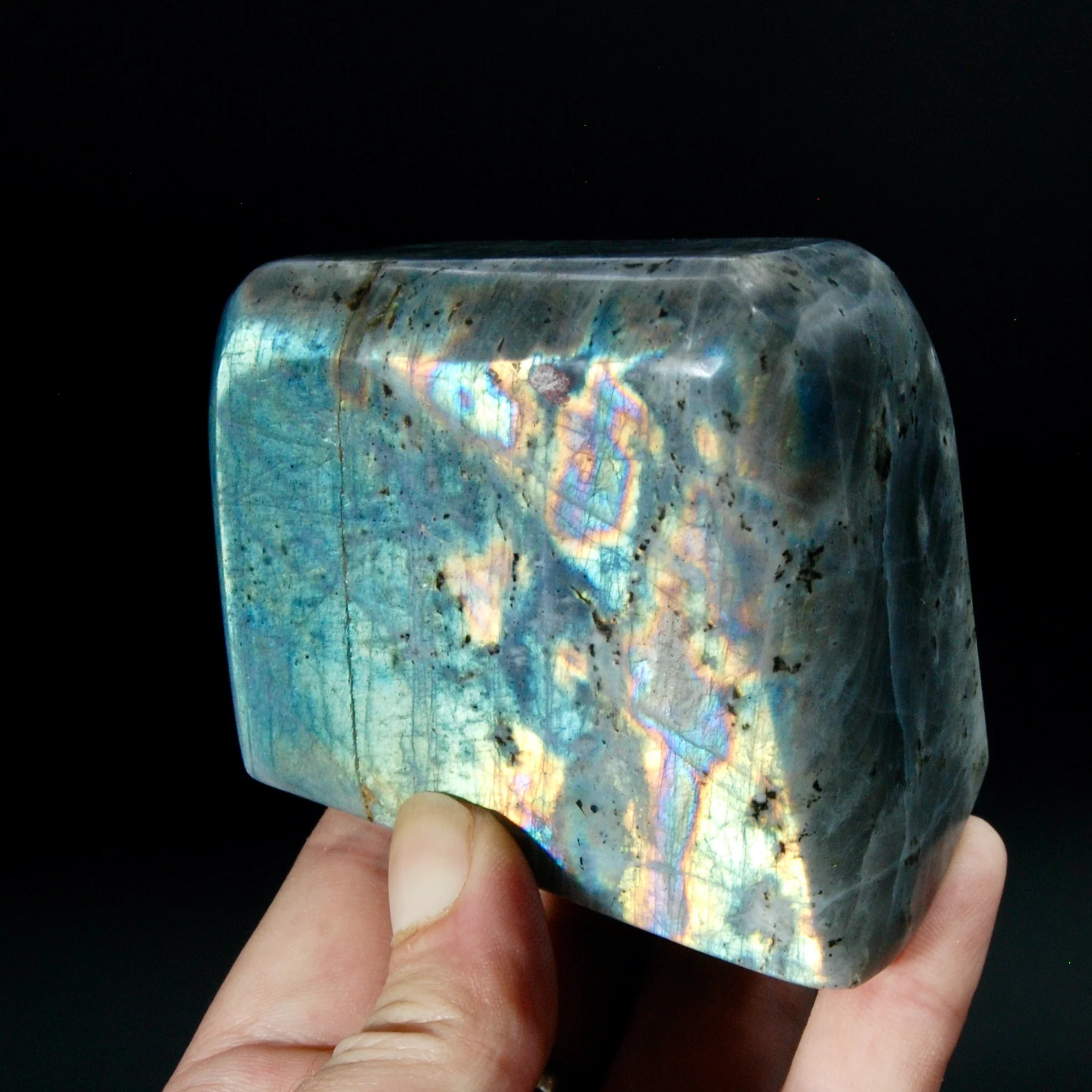 1lb Large Purple Labradorite Crystal Freeform Tower, Super Flashy Spectrolite
