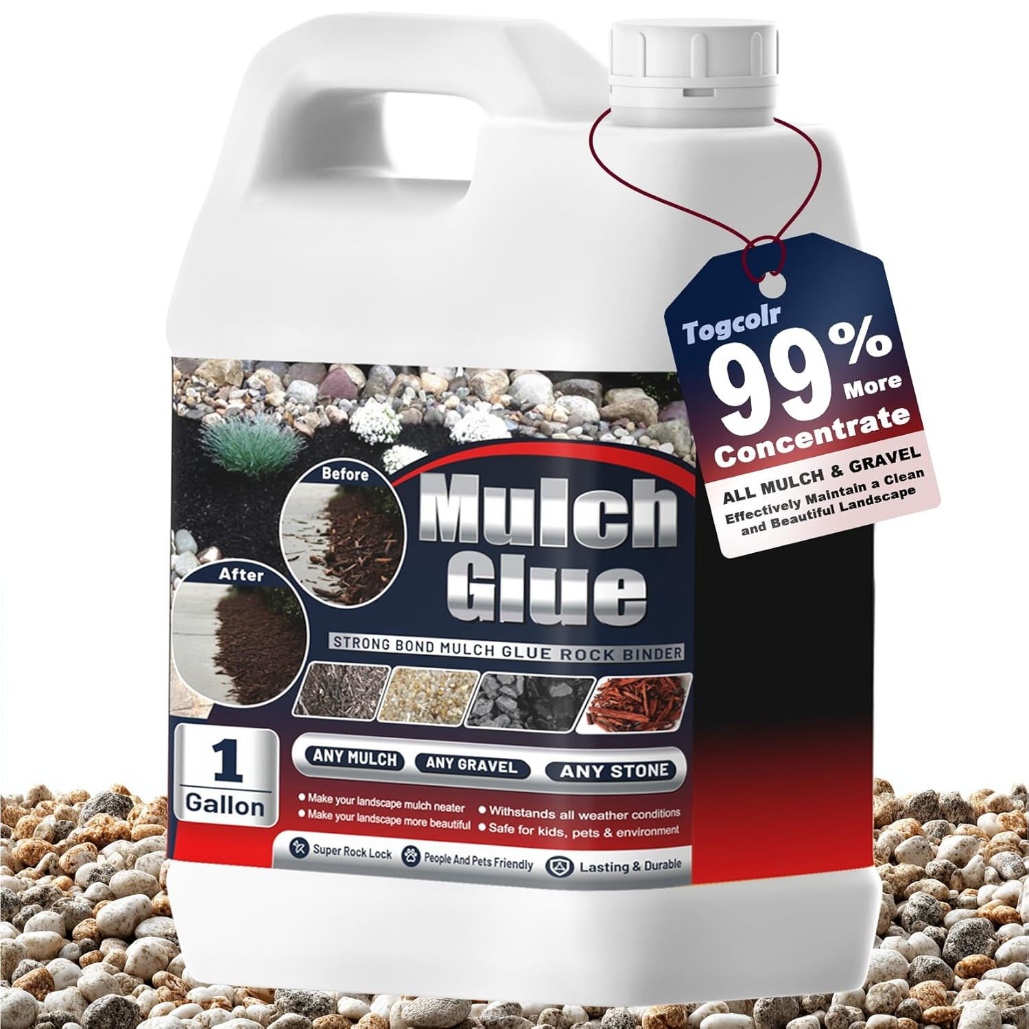 Mulch Glue for Landscaping – 1 Gallon Strong Adhesive Rock Glue for Landscaping,