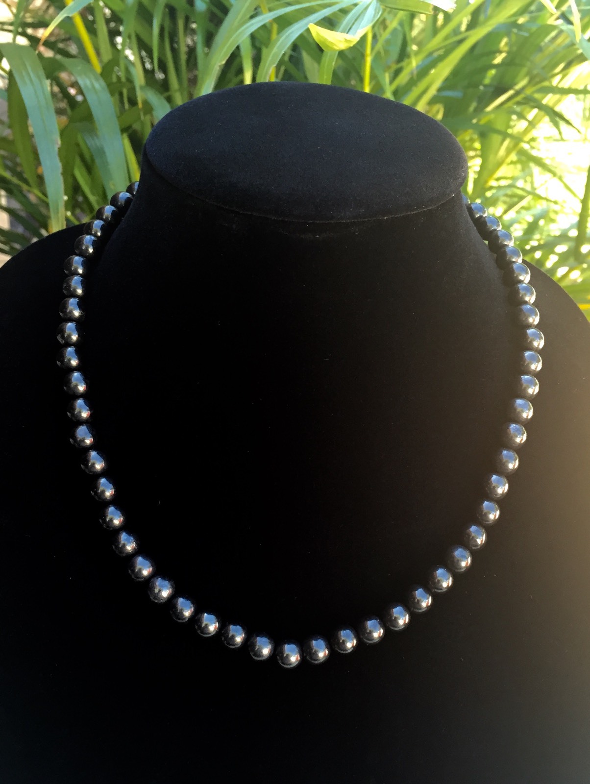 8mm Elite Shungite Necklace Noble Shungite Bead Necklace Chain Karelia Reiki.