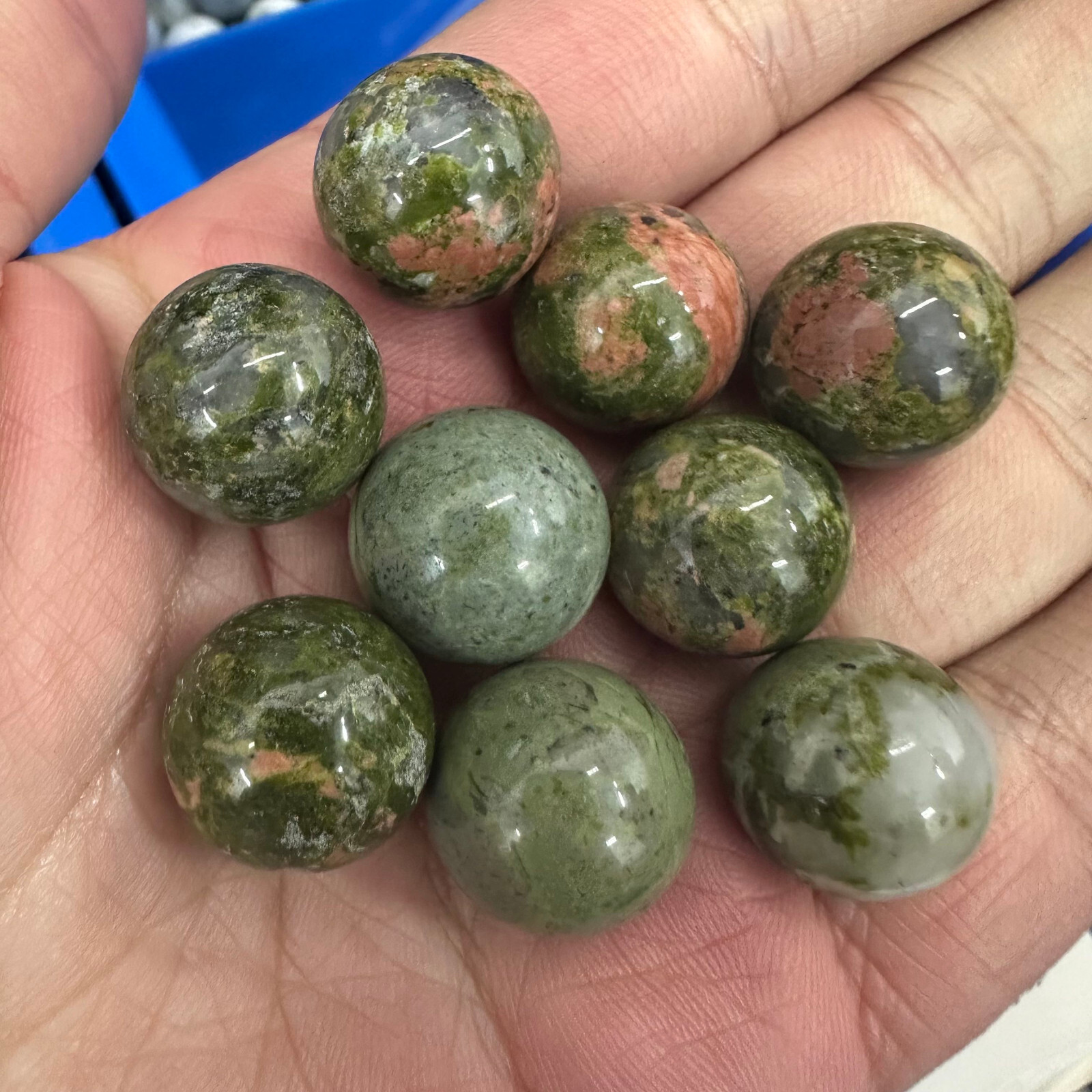 5PC Natural Unakite Ball Quartz Crystal Sphere Energy Healing Stone Gift