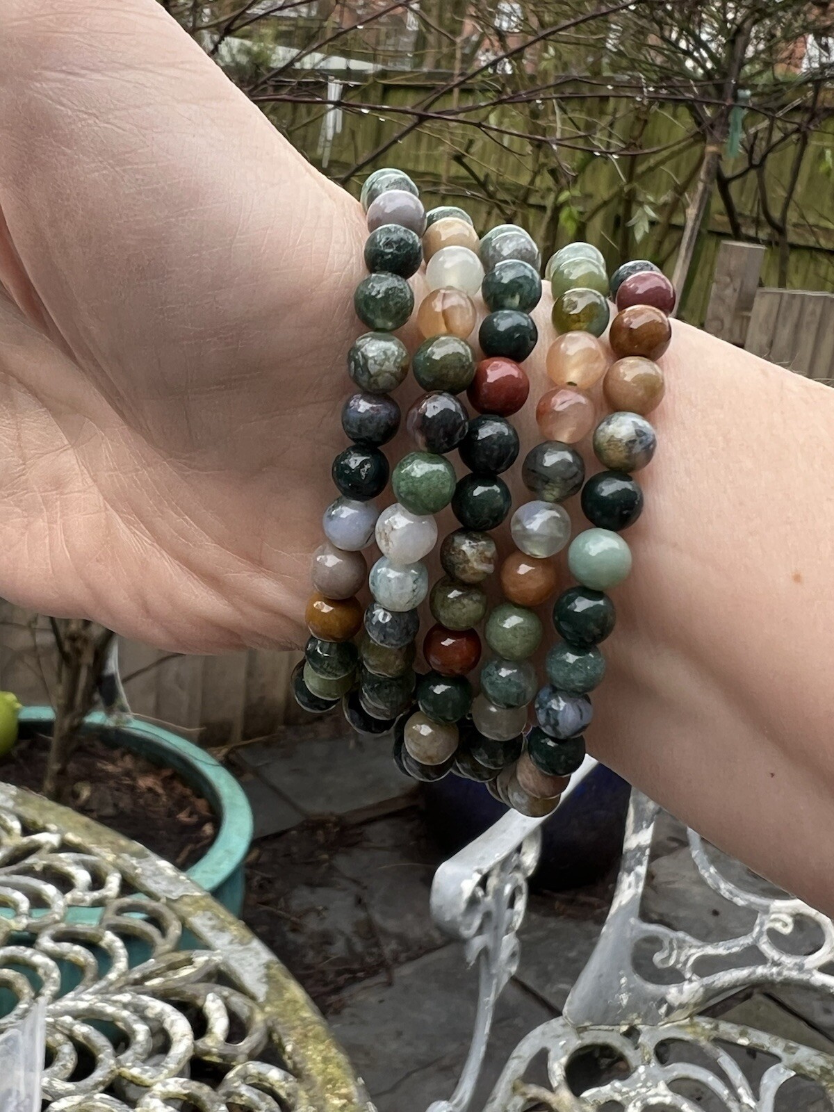 Ocean Jasper Crystal Beaded Bracelet 6mm