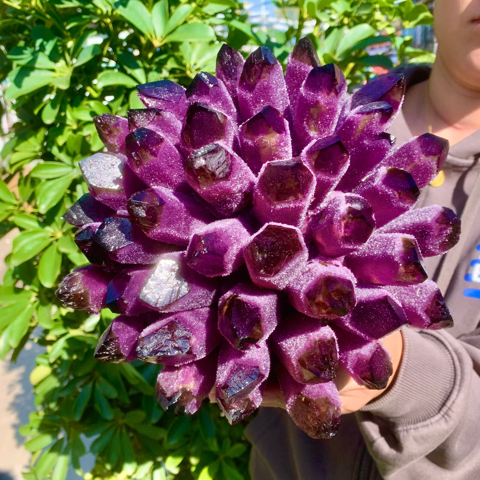9.2LB Raw Dark Purple Phantom Amethyst Cluster Crystal Geode Specimens Ornament