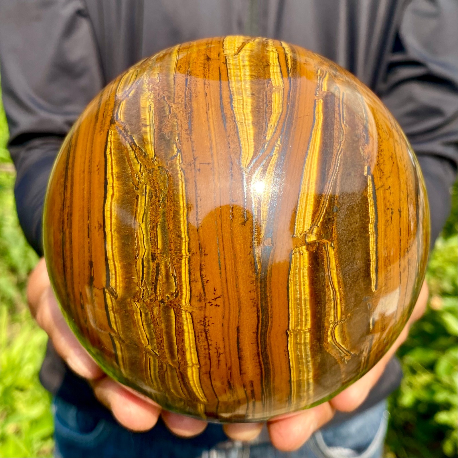 5.37LB Large Natural Tiger Eye Stone Crystal Ball Quartz Healing Sphere Décor
