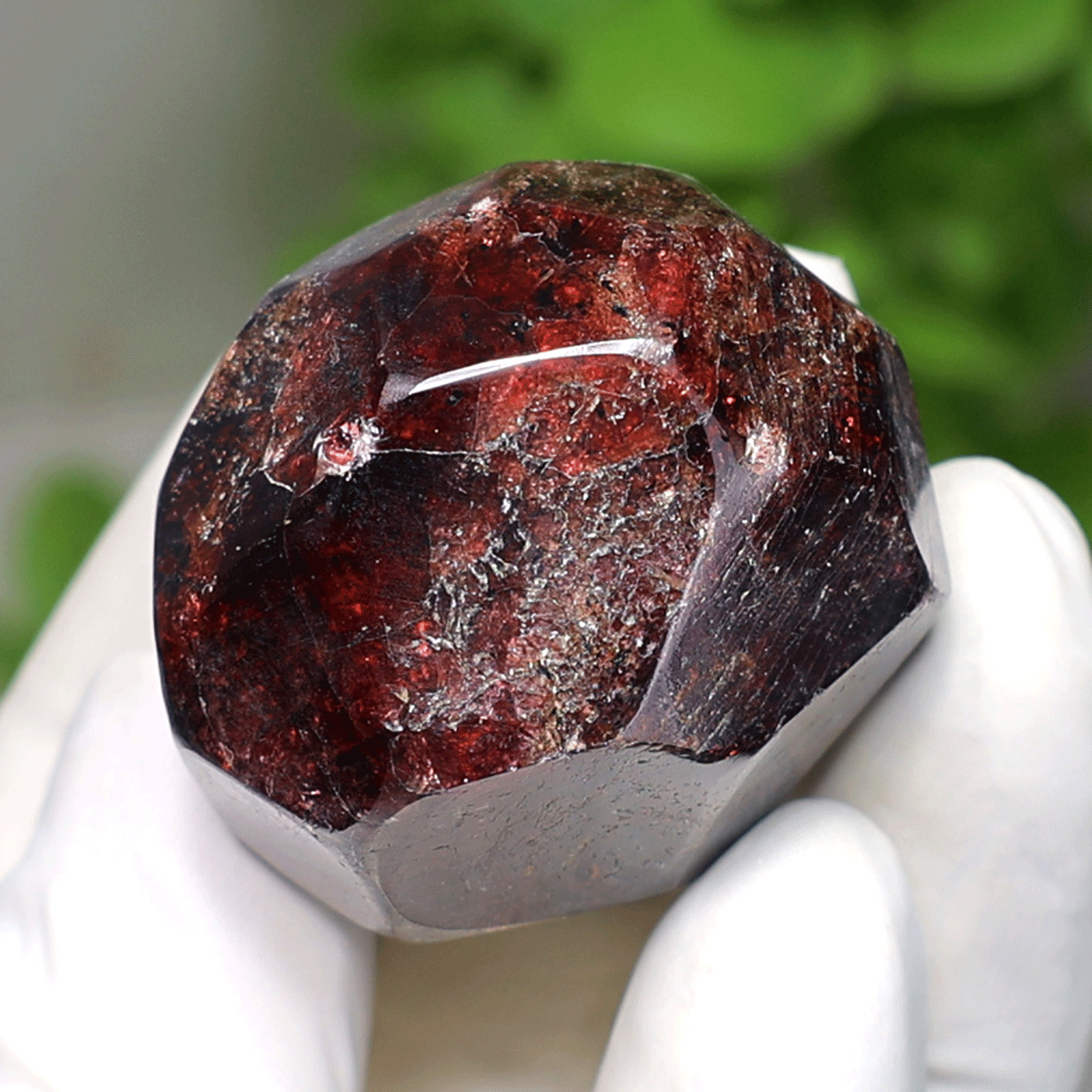 Earth’s Core~ 61g Natural Almandine Garnet Faceted Crystal Sphere Ball Specimen