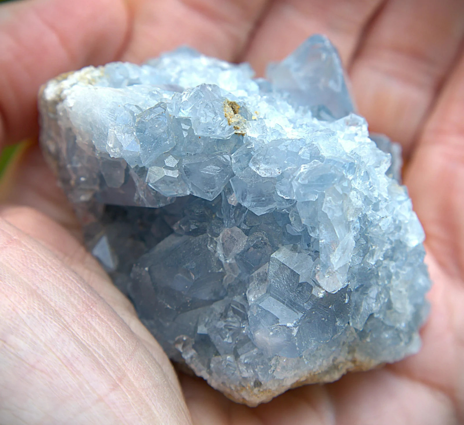 Blue Celestite Geode Cluster: Natural Healing Crystal (8.9oz, 2.75x2in)
