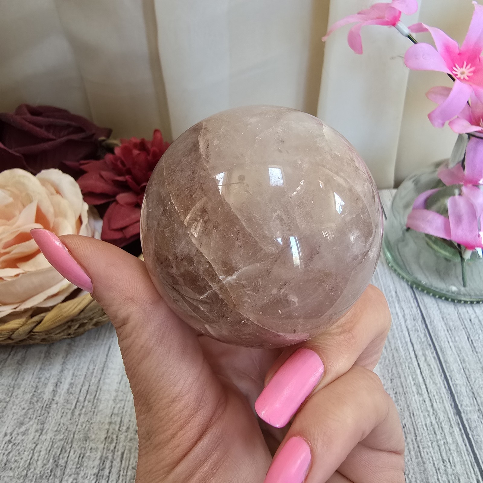 61mm Hematoid Quarts Crystal Sphere lots of depth (4)