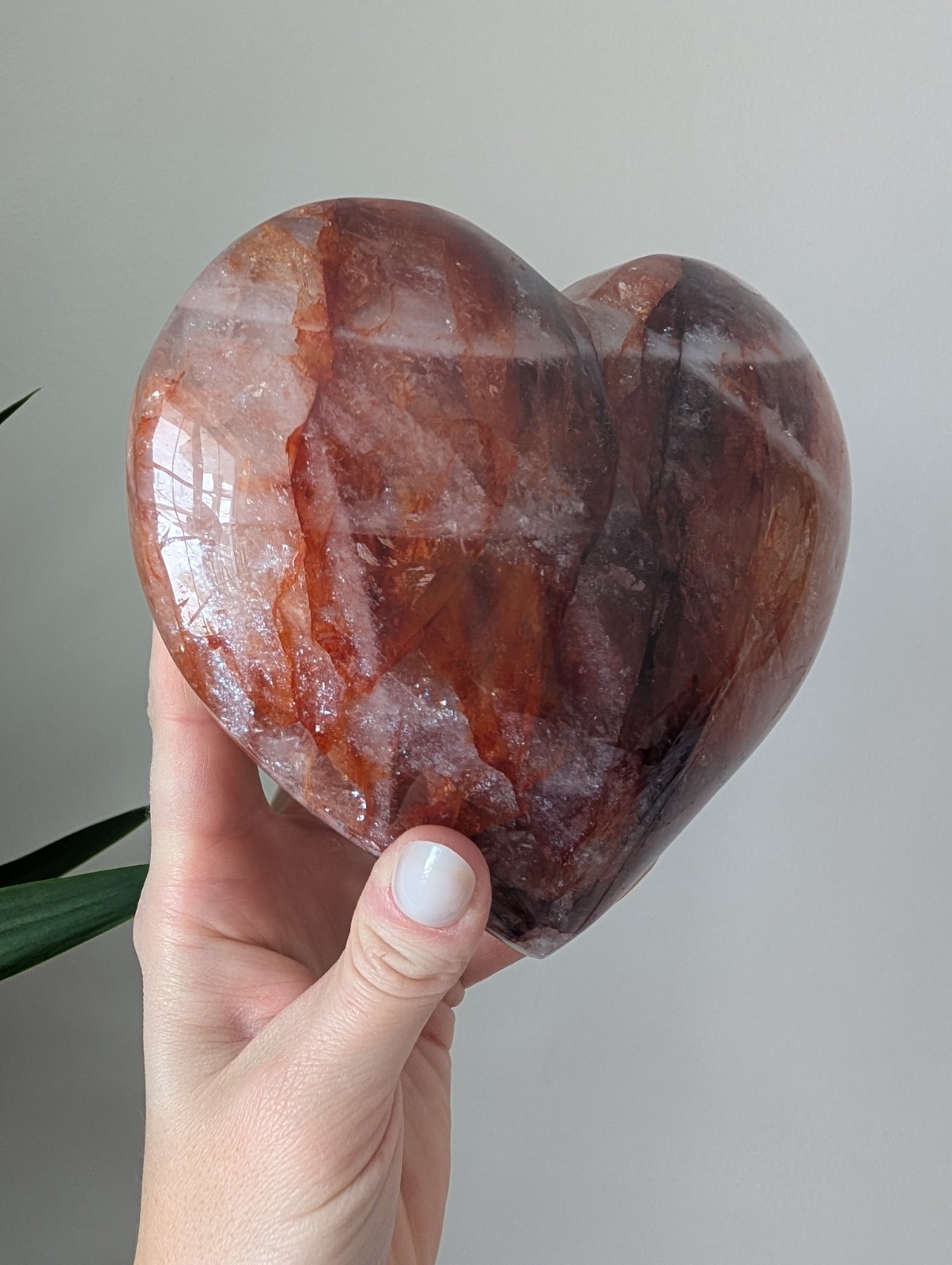 Fire Quartz Heart Carving Crystal Gemstone Large Big Point Chakra Reiki
