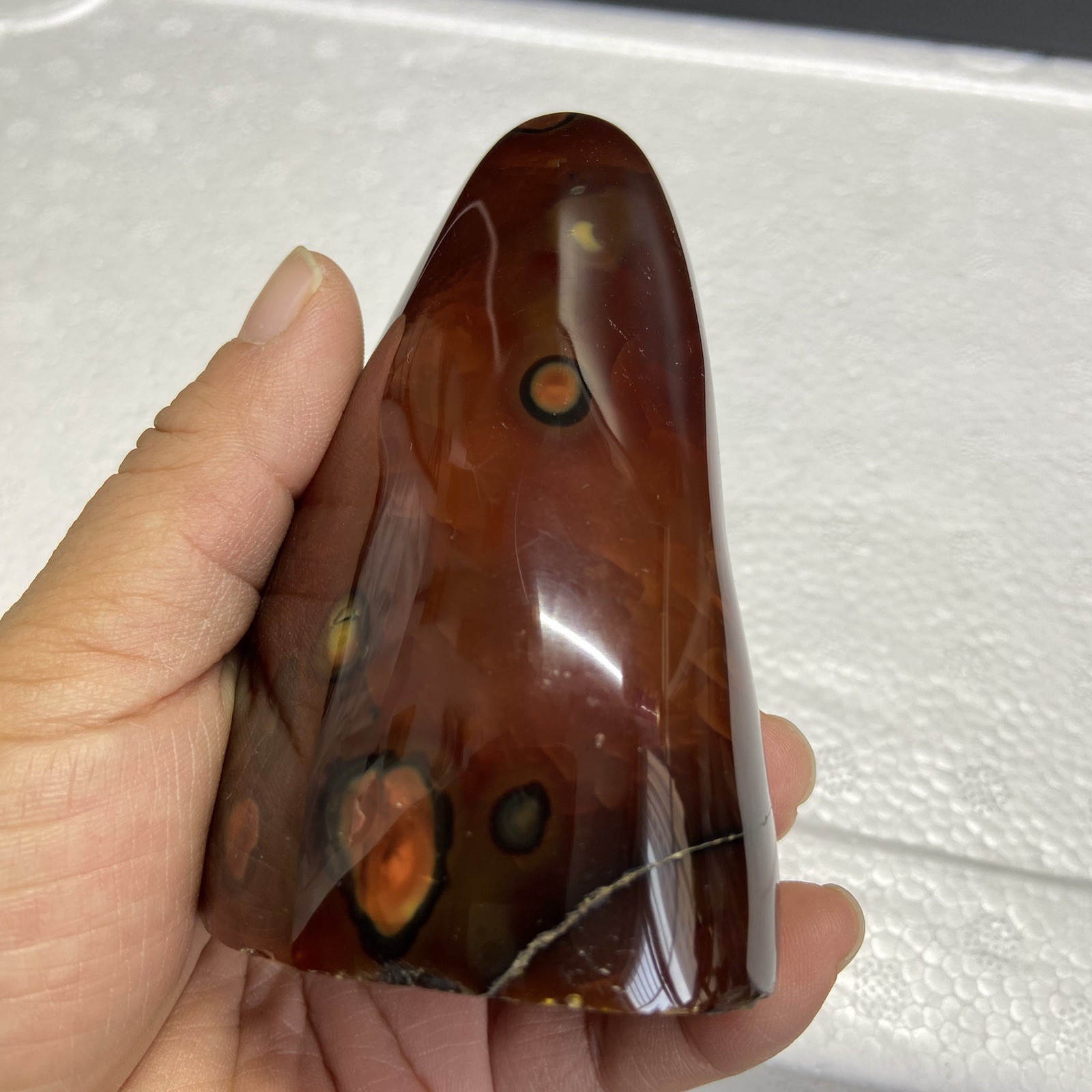 95mm380g Beautiful Deep Red Agate Carnelian Palm Geode Reiki Crystal Md Y138