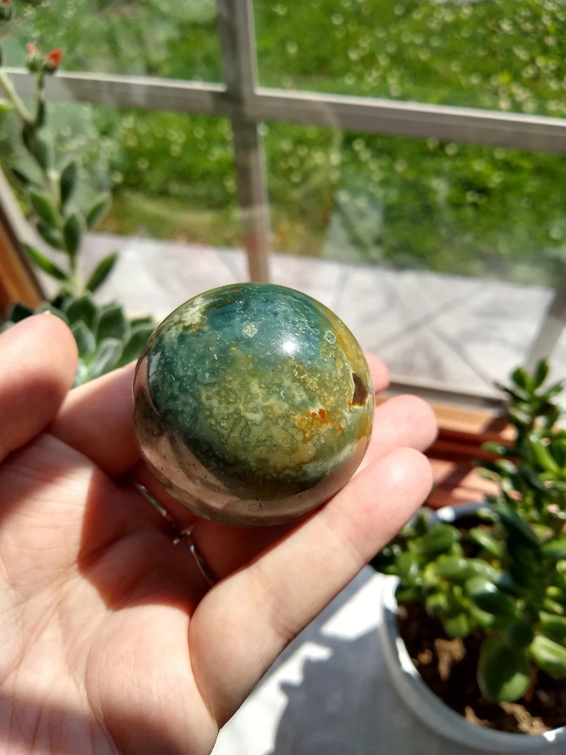 Fancy Jasper Sphere, The Supreme Nurturer Stone, Jasper Gemstone Crystal Heart