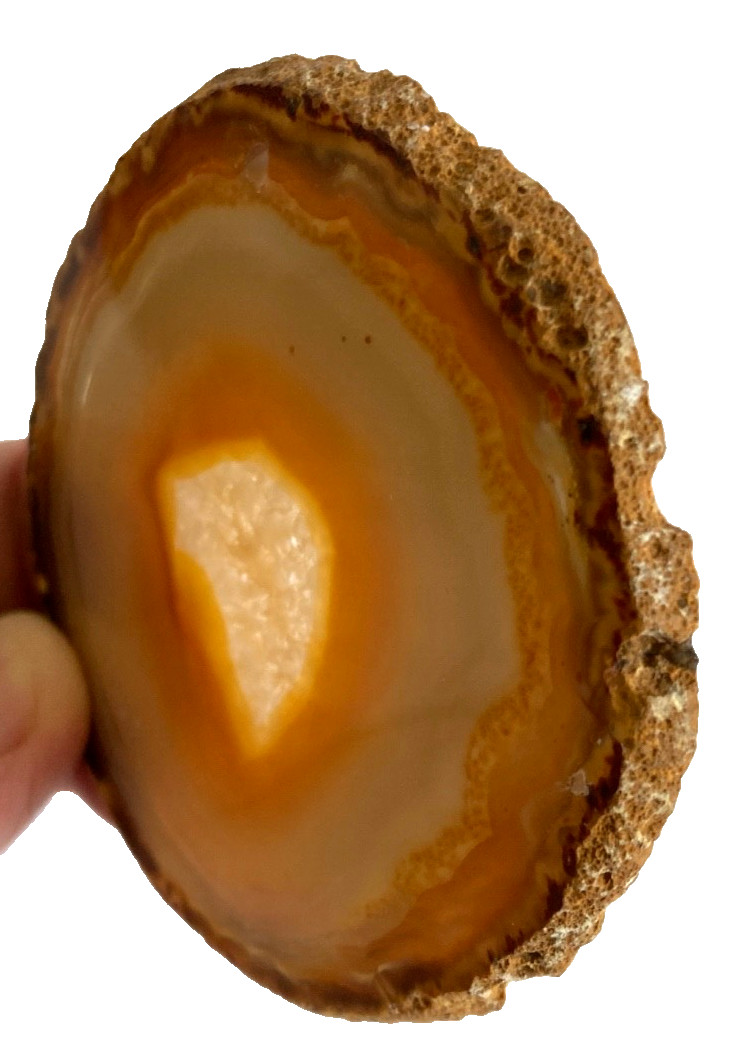 Amber Agate Slice Geode Slab Brazilian Stone Dyed (hole drilled for hanging)