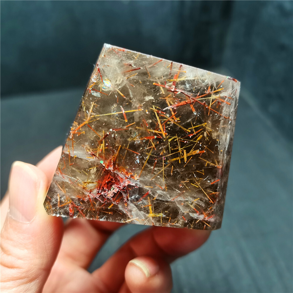 Rare Clear Golden Rutilated Inclusions Quartz Gold Needles Crystal specimen CY44