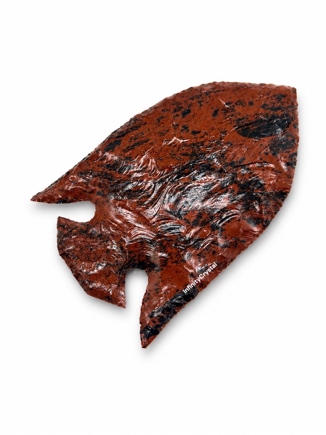 Mahogany Obsidian Fish Shaped Arrowhead Handcrafted Gemstone Tribal Decor Gift.