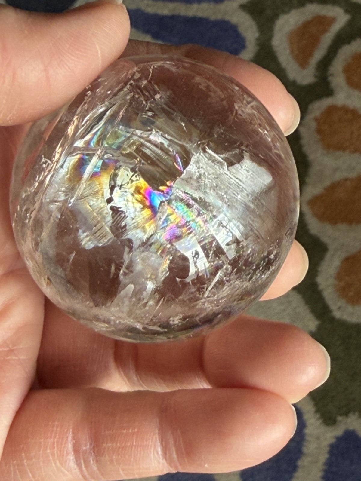 50mm Natural Rainbow Clear Quartz Sphere 173 grams