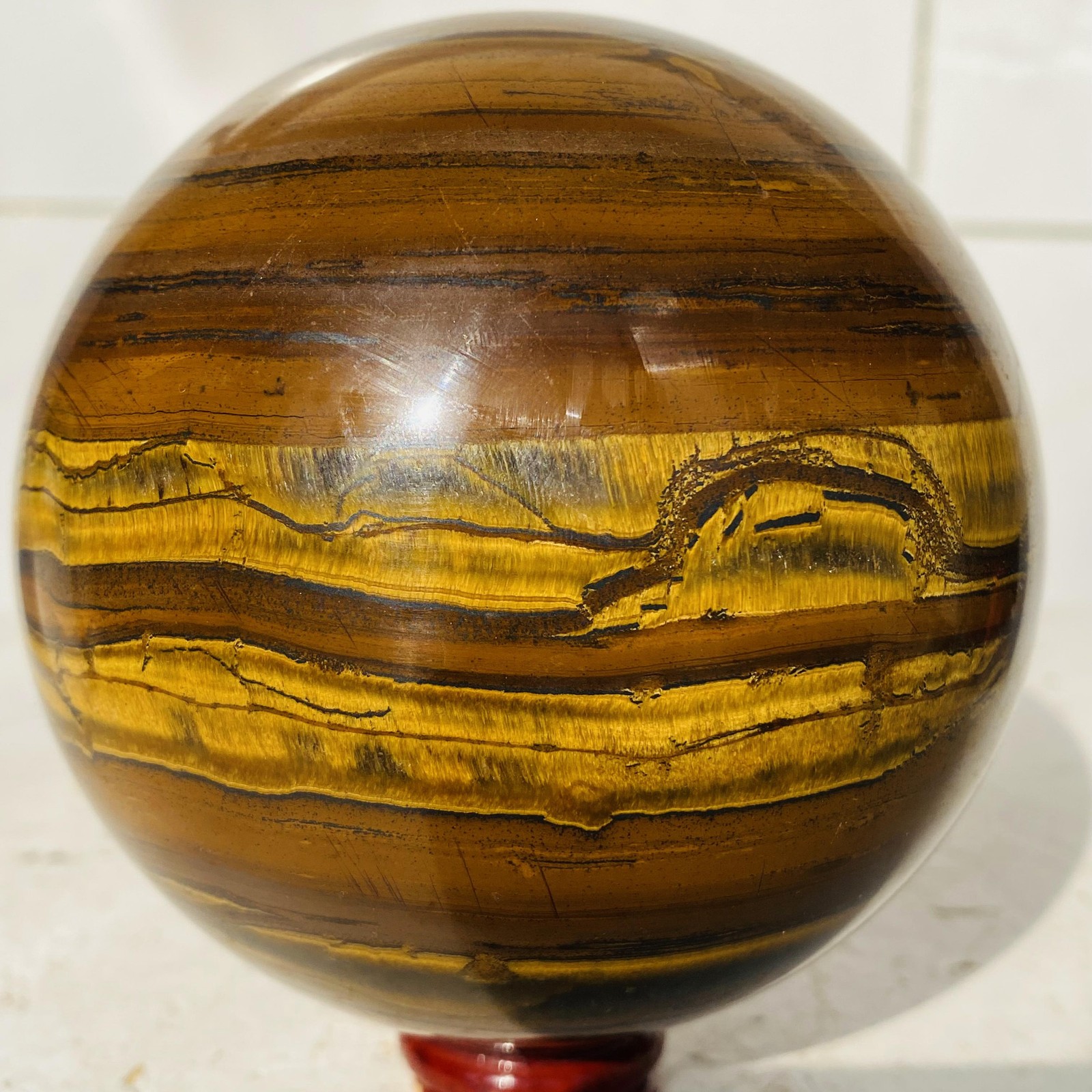 Natural tiger’s eye ball quartz crystals sphere gem reiki healing 1520g
