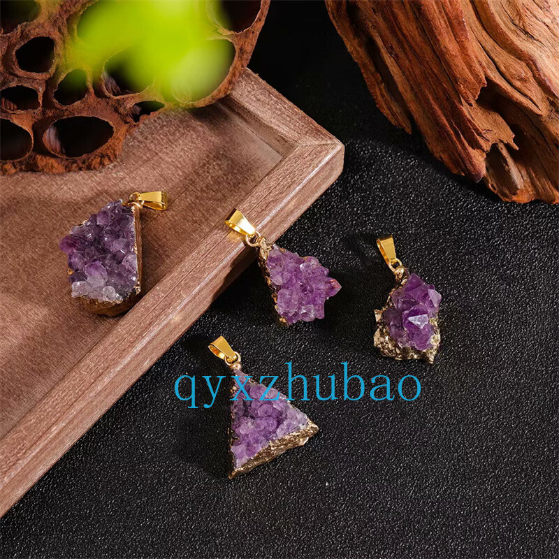 1PC Natural Amethyst teeth Pendant Irregularity Quartz Crystal Reiki Healing