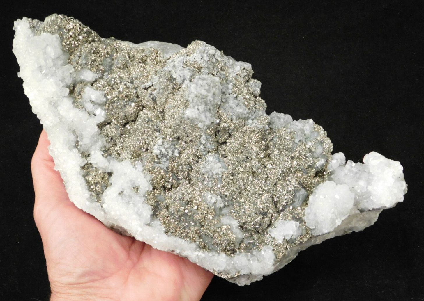 HUGE Pyrite Crystal Cluster With Fluorescent Calcite Crystals Mexico 2020gr