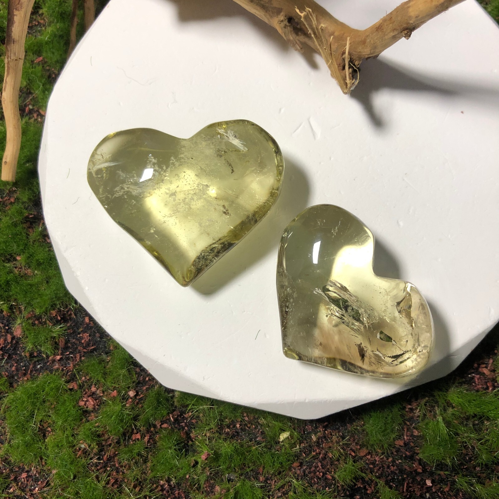 2x Clear Citrine Heart Shape Crystal Quartz Energy Healing Chakras 58g 4cm