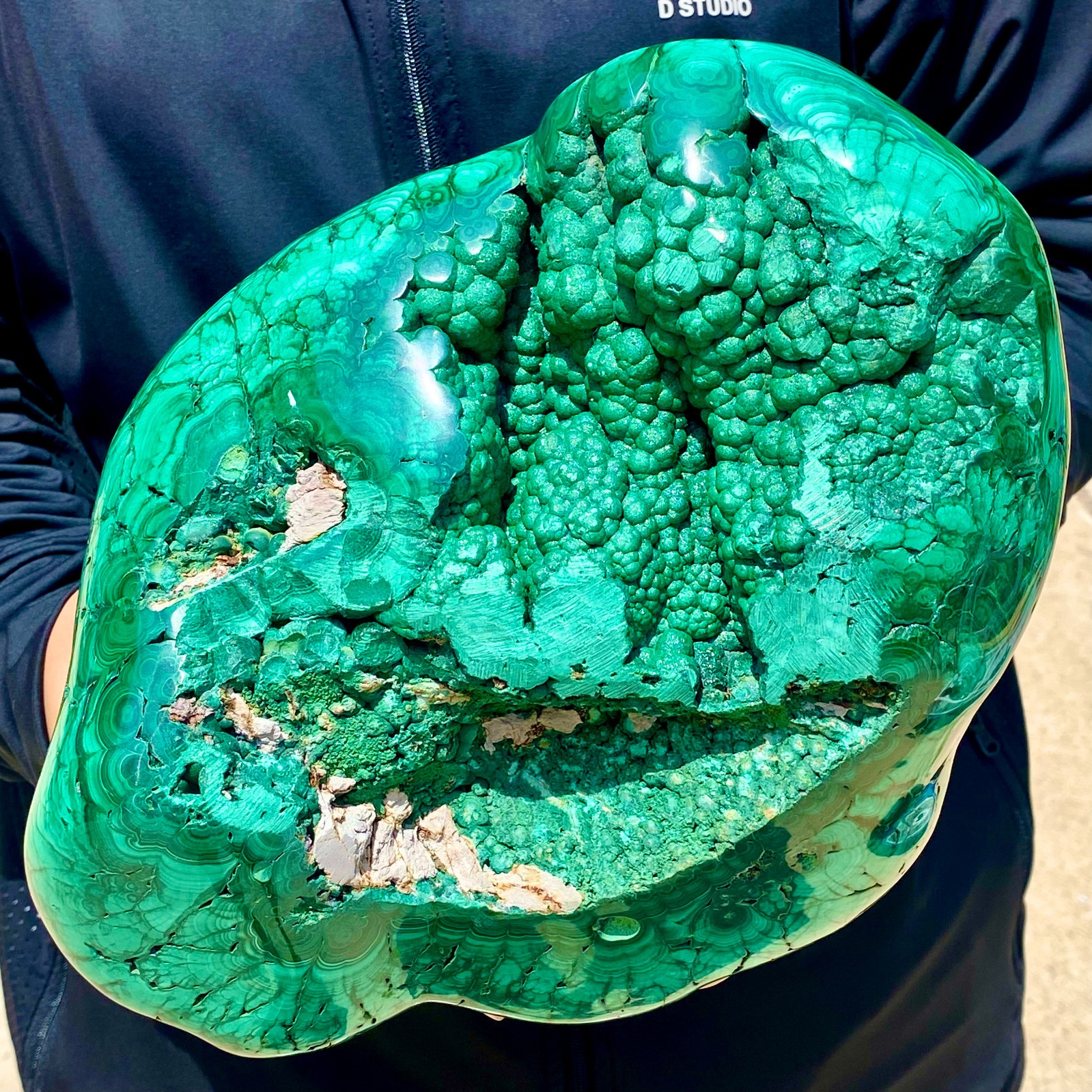 17.41LB Large Natural glossy malachite transparent cluster rough mineral sample