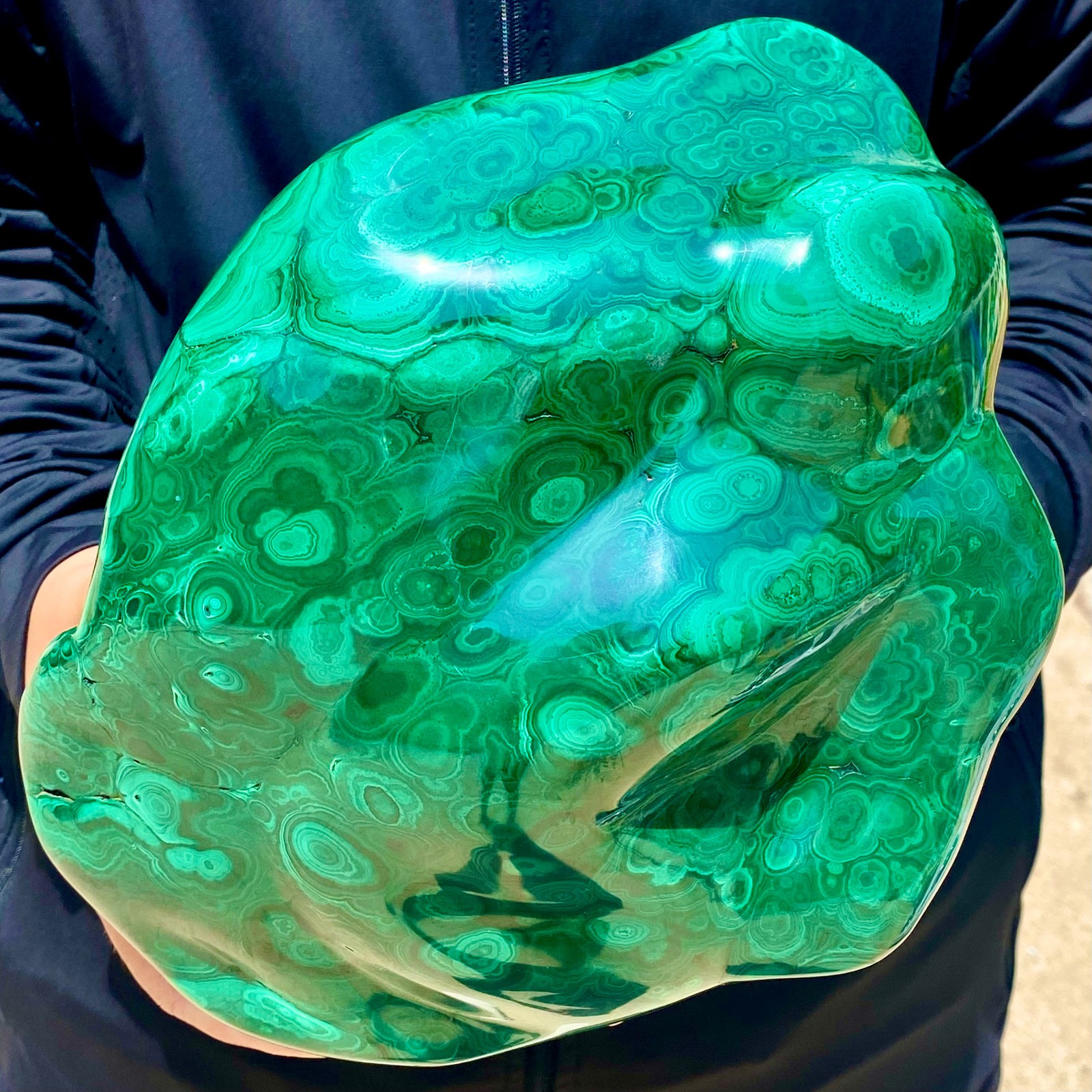 17.41LB Large Natural glossy malachite transparent cluster rough mineral sample