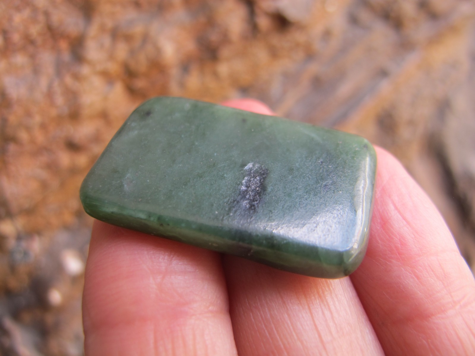 Nephrite Jade Authentic Crystal Polished Palm flat stone A luck heart chakra 8g