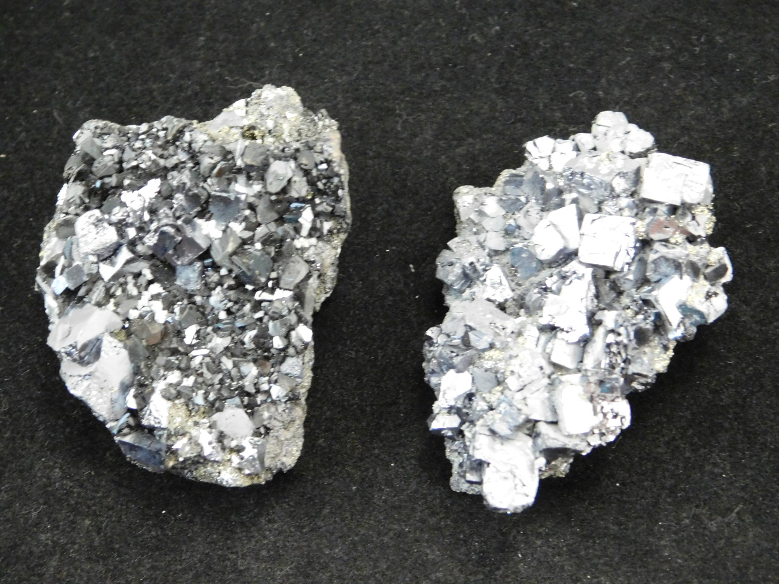 TWO! Rhombic GALENA Crystal Clusters with Druzy PYRITE Peru 137gr