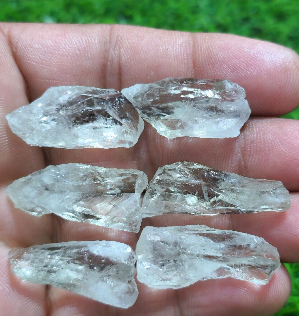 Natural Green Amethyst Shards 6 Pcs 30-35 mm Loose Gemstone For Jewelry Making