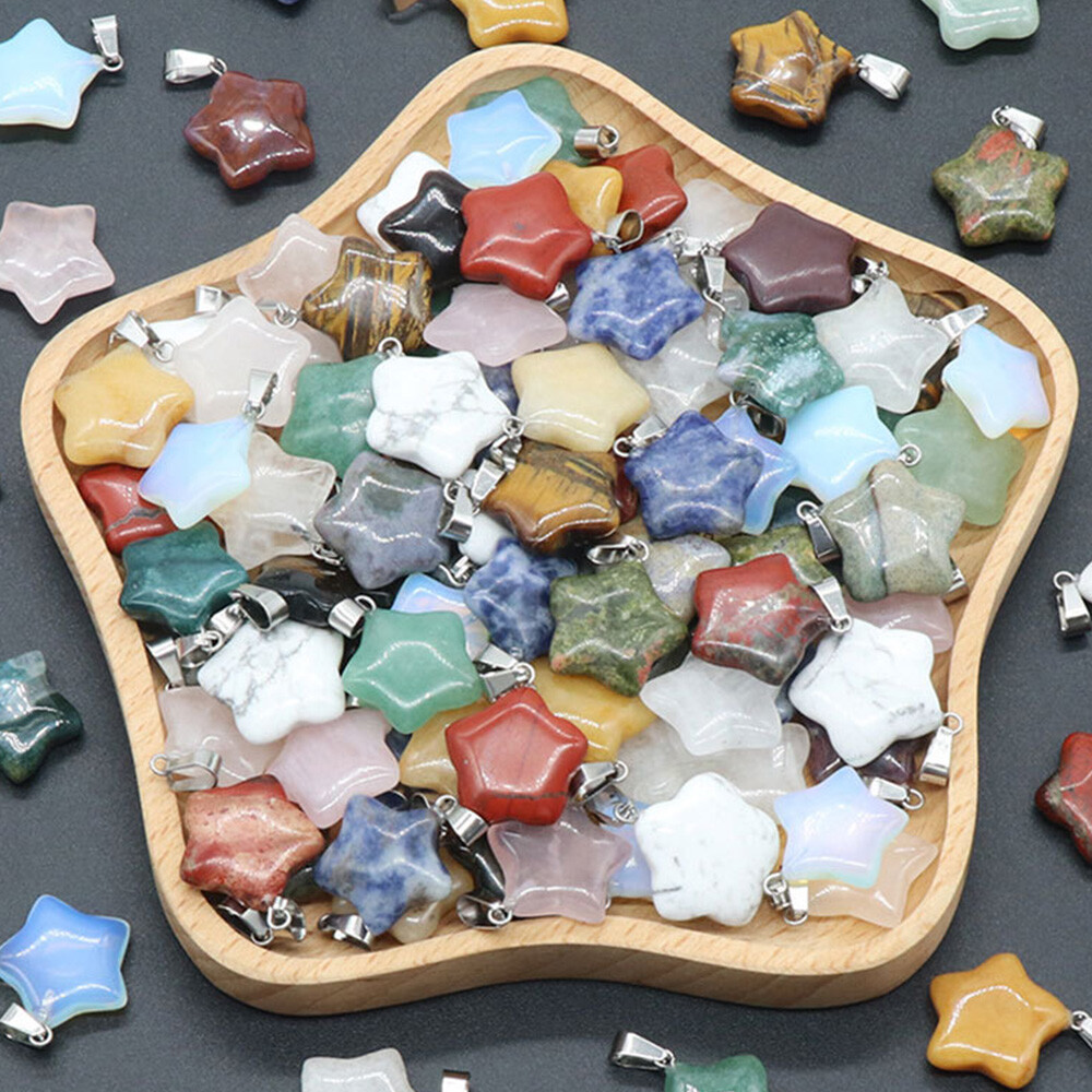 20mm Crystal Star shape Pendant Beads for Jewelry Making Necklace Charm Healing
