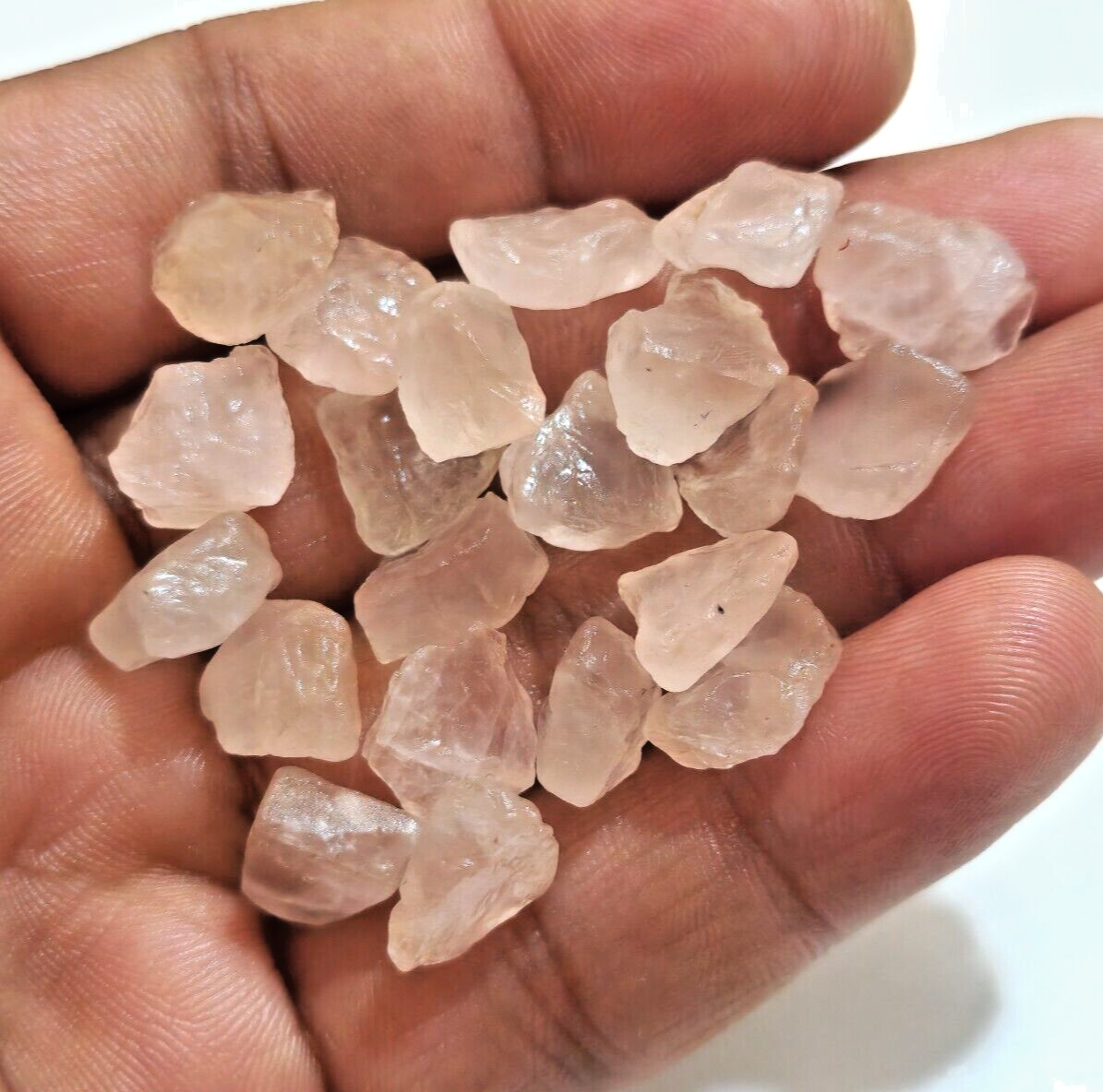 Excellent Pretty Rose Quartz Rough 21 Pcs Lot Size 11-13 MM Rare Loose Gemstone